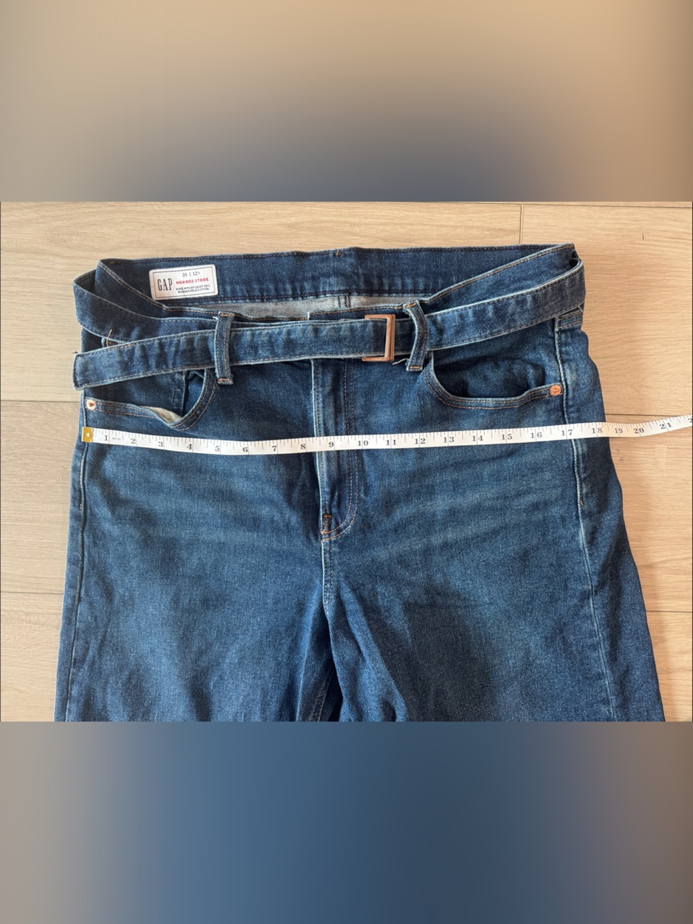 GAP Jeans - Indigo, Wide Leg, Raw Edge, High-Rise, Self Belt - Picture 4 of 13